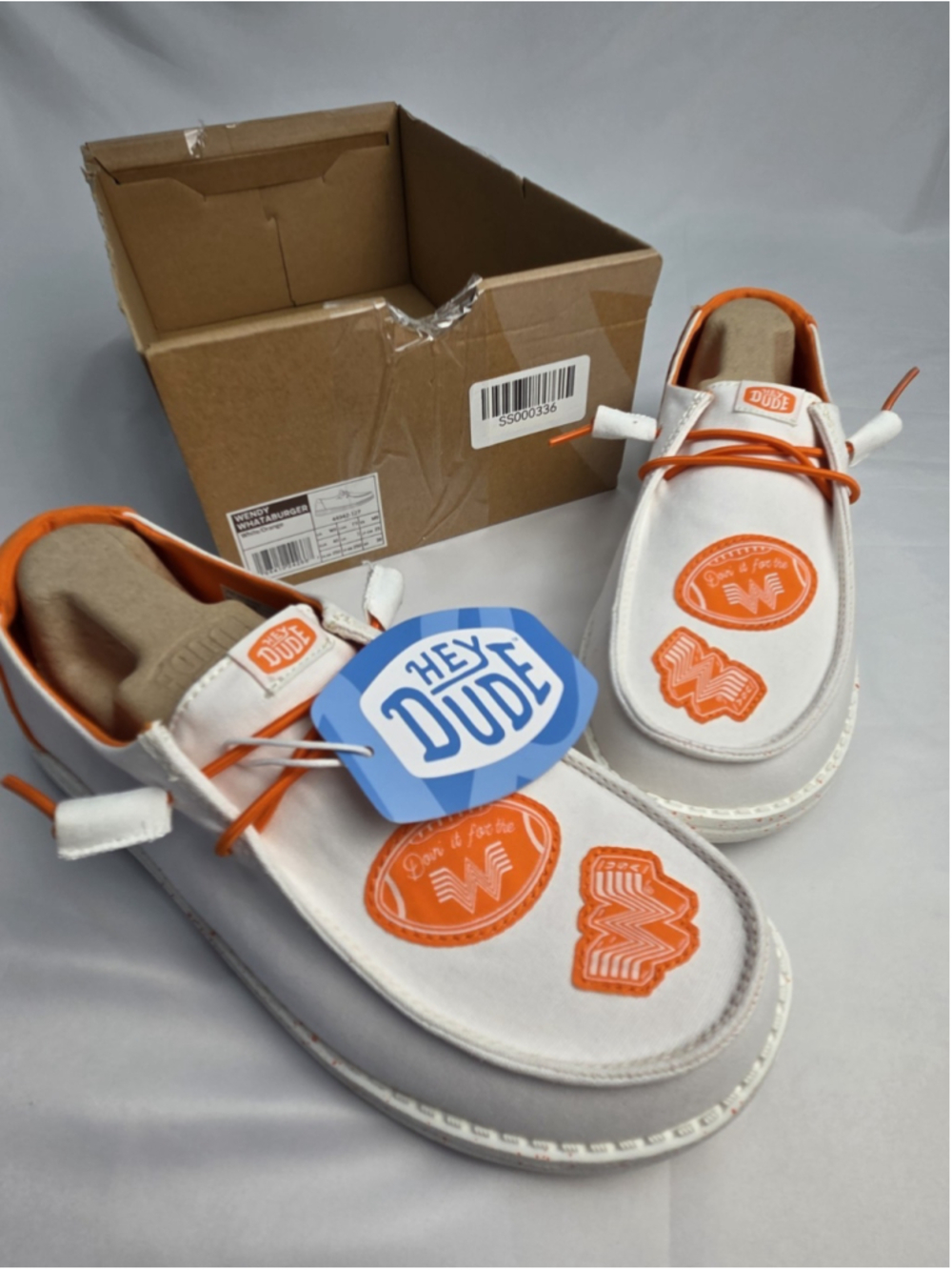 Hey Dude Wendy Whataburger Women’s 9 White Orange Shoes Limited Edition NWT